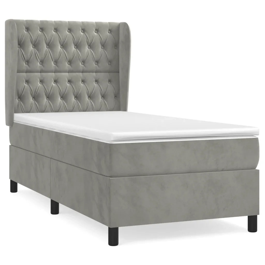 Giroletto a Molle con Materasso Grigio Chiaro 80x200 cm Velluto cod mxl 62791