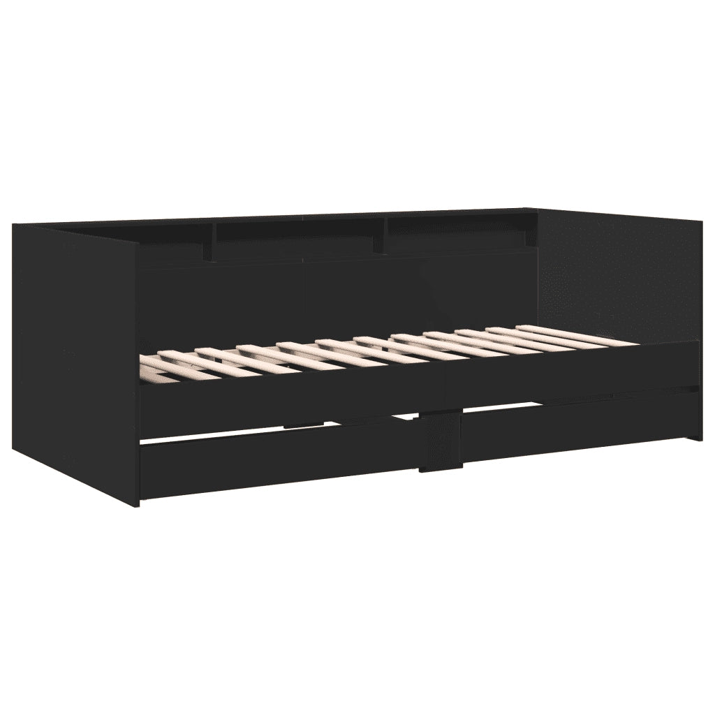 Divano Letto con Cassetti Nero 100x200 cm in Legno Multistratocod mxl 115044