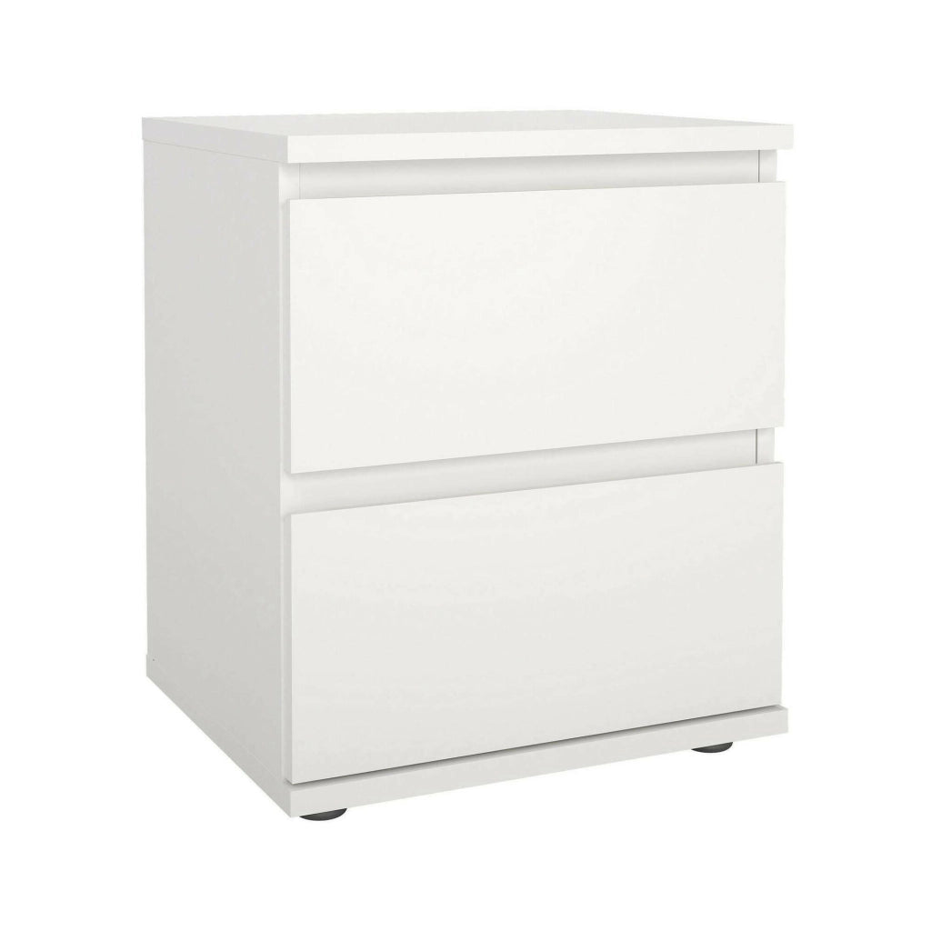Comodino Albregio, Comò basso, Tavolino da notte, Mensola da letto, 40x34 h48 cm, Bianco