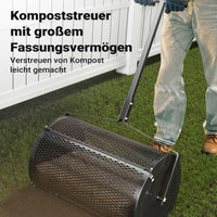 Rullo spargiterriccio e spandicompost 75 l, 110x64x40 cm, gabbia a rete