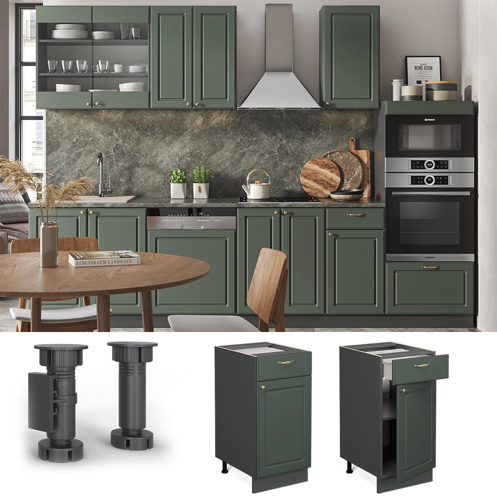 Mobiletto base per cucina Fame-Line Verde-oro rustico/Antracite 40 cm, PL Rovere Vicco