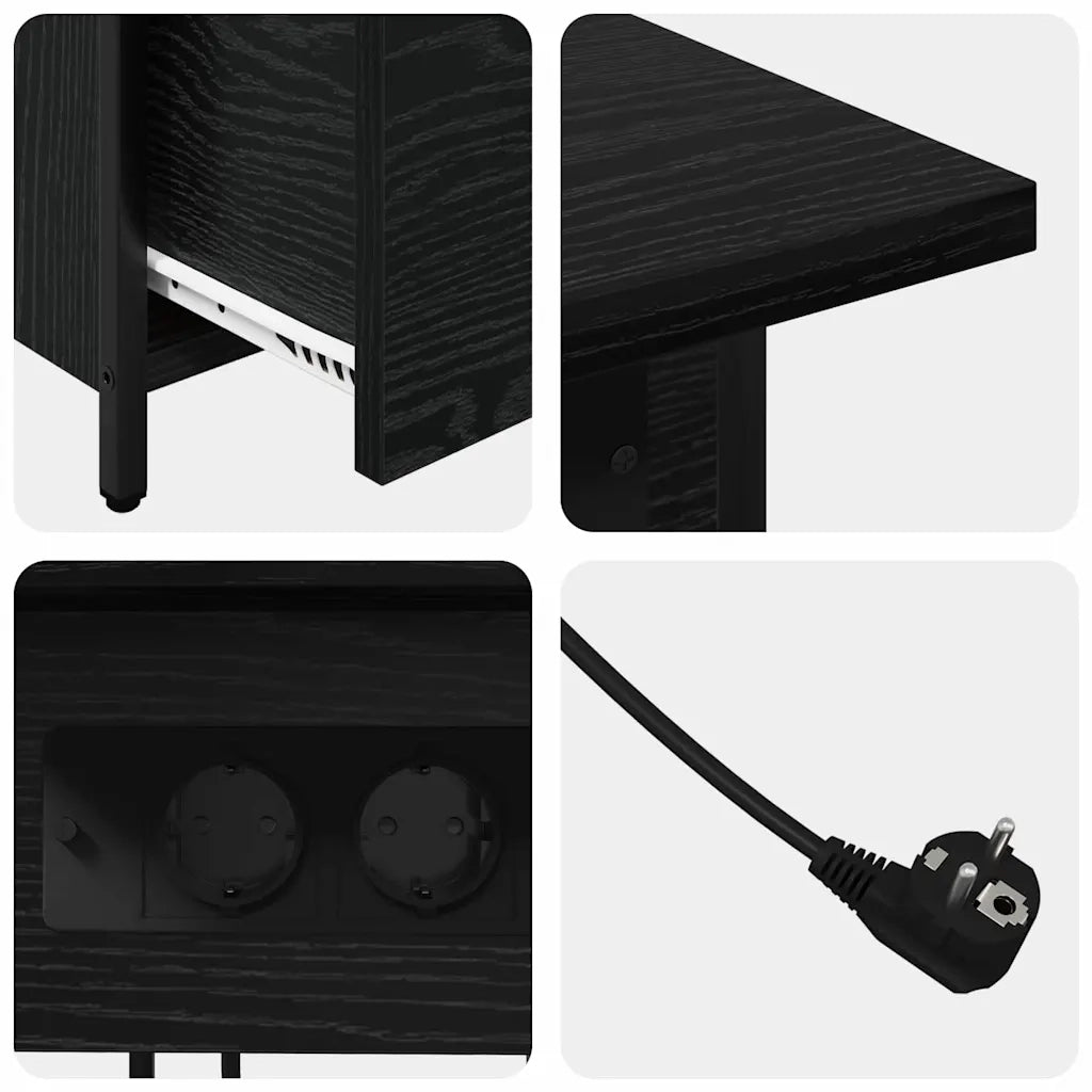 Armadio da Notte Rovere Nero 60 x 30 x 61 cm Legno multistrato 859595