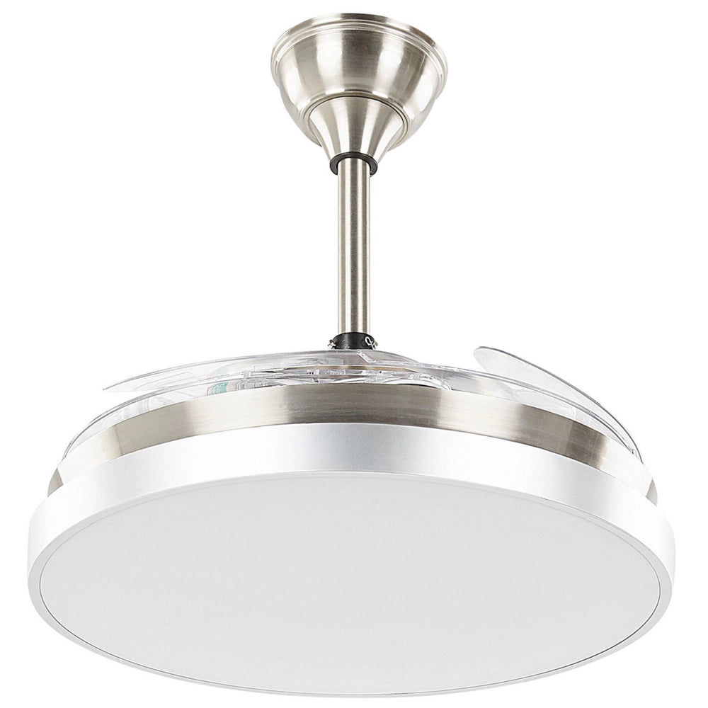 Ventilatore da Soffitto con Ventilatore Luce Argento Materiale Sintetico Metallo 4 Pale Telecomando