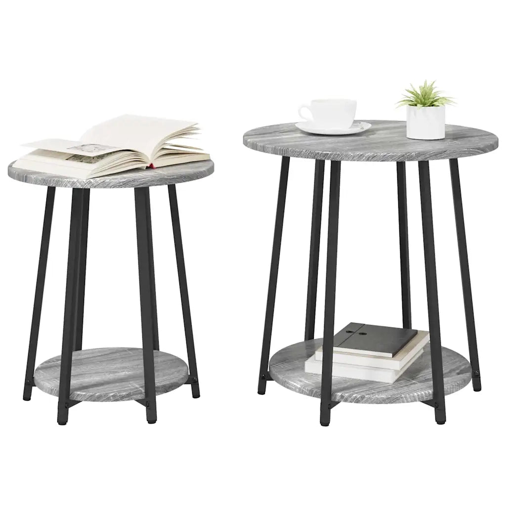 Set tavolini con lo scaffale 2 pcs Grigio Sonoma e Nero 869705