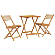 Set da Bistrot 3pz | Set Salotto da Giardino Beige in Polipropilene e Legno Massello