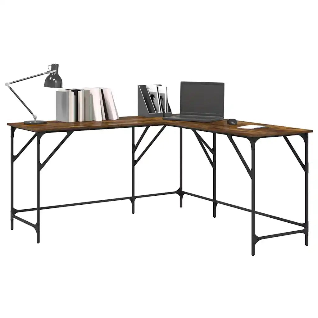 Scrivania Rovere Fumo 149x149x75 cm in Legno Multistrato 837584