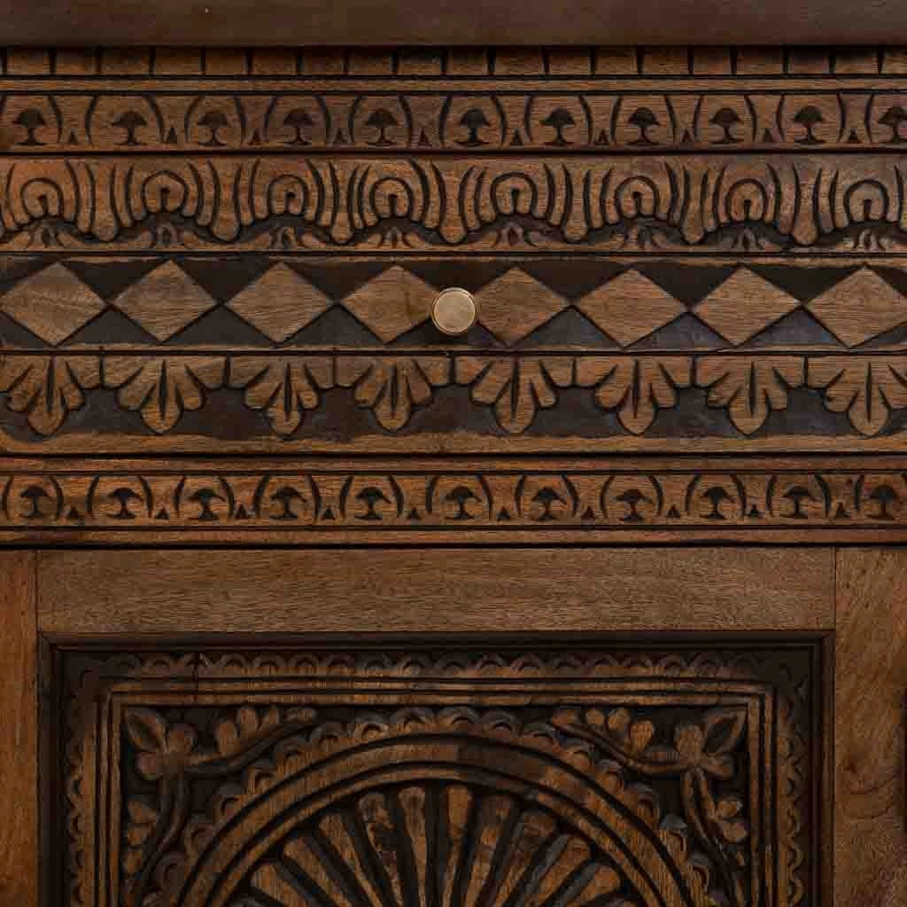 Credenza in legno artigianale con 3 ante, 153x40x84h cm