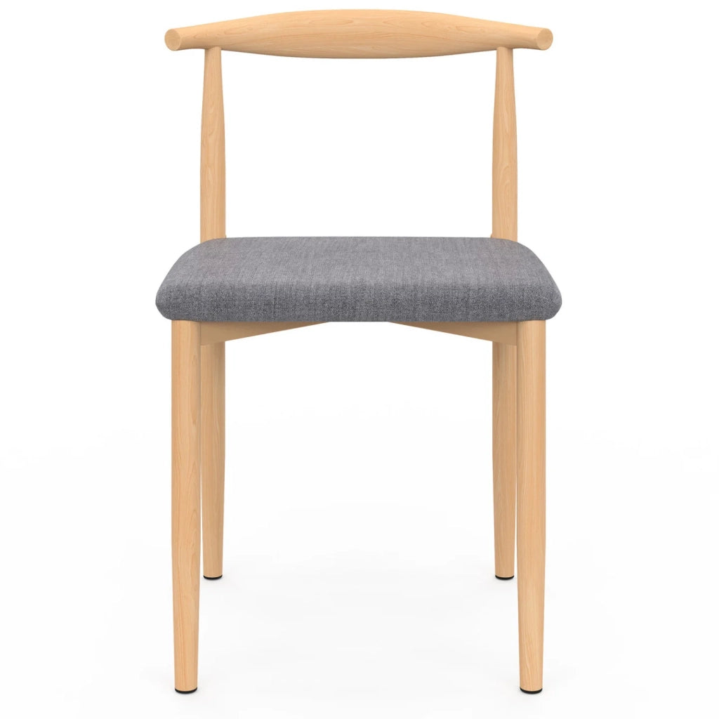IDMarket - Set di 6 sedie da pranzo NOE in finto legno con sedute in tessuto grigio chiaro