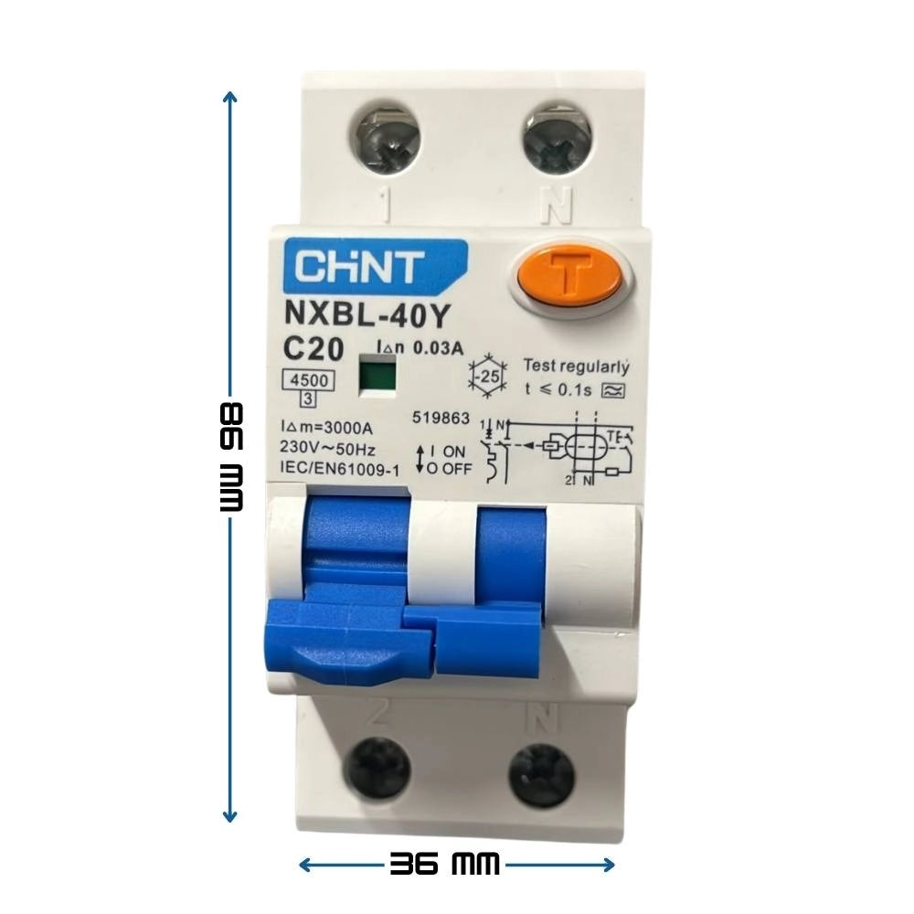 Chint 519863 interruttore magnetotermico differenziale 1p+n 20a tipo a