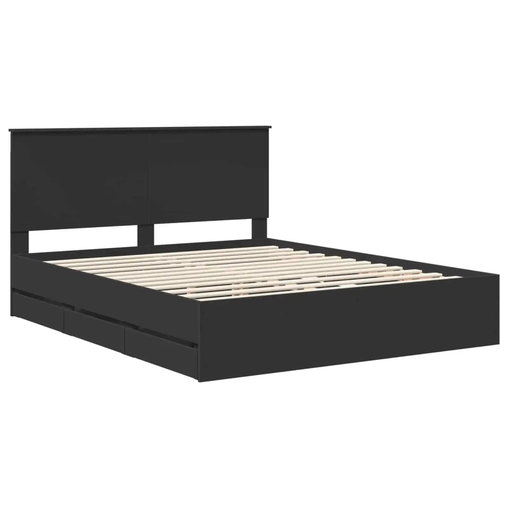 Struttura del letto Nero 160 x 200 cm Legno Ingegnerizzato