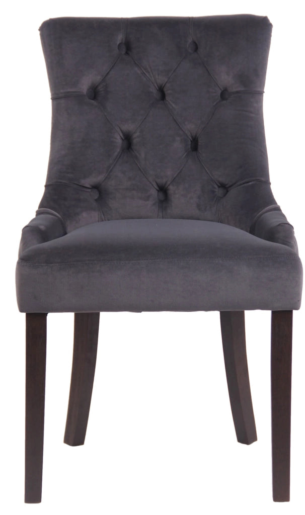 Set 4 poltrone pranzo Aberdeen in velluto grigio scuro,antico
