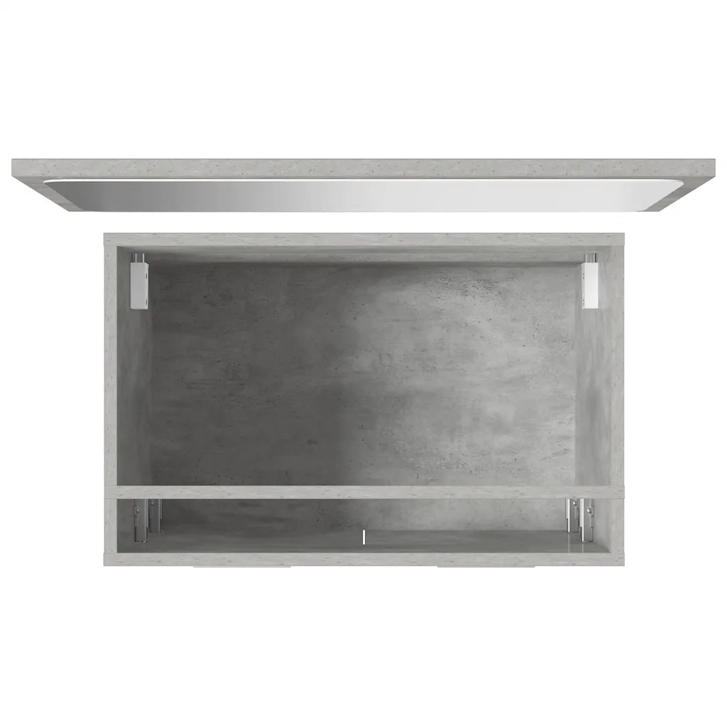 Set Mobili da Bagno | Armadio da bagno 2 pz Grigio Cemento in Legno Multistrato