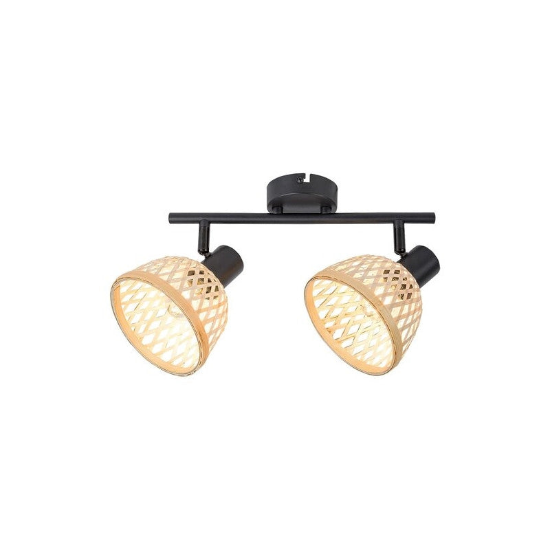 Faretto parete/soffitto rattan boho 2xE14 nero opaco Rabalux