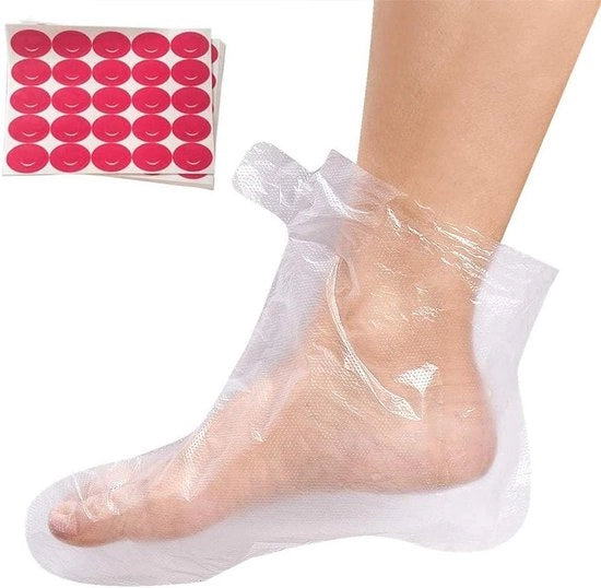 100 pezzi di protezione per piedi in plastica trasparente per pedicure e trattamenti di spa con paraffina