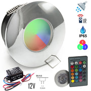 Faretto incasso IP65 Led cromoterapia box doccia bagno RGB 3W 12V alimentatore COLORE SILVER CROMATO