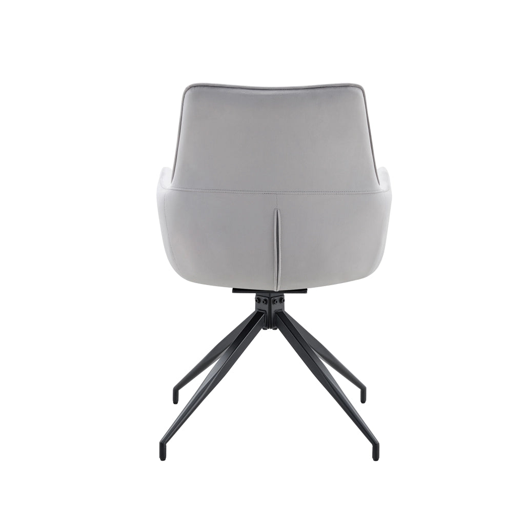 SEDIA Girevole 360° 85 cm Tessuto Grigio Chiaro e Metallo Nero