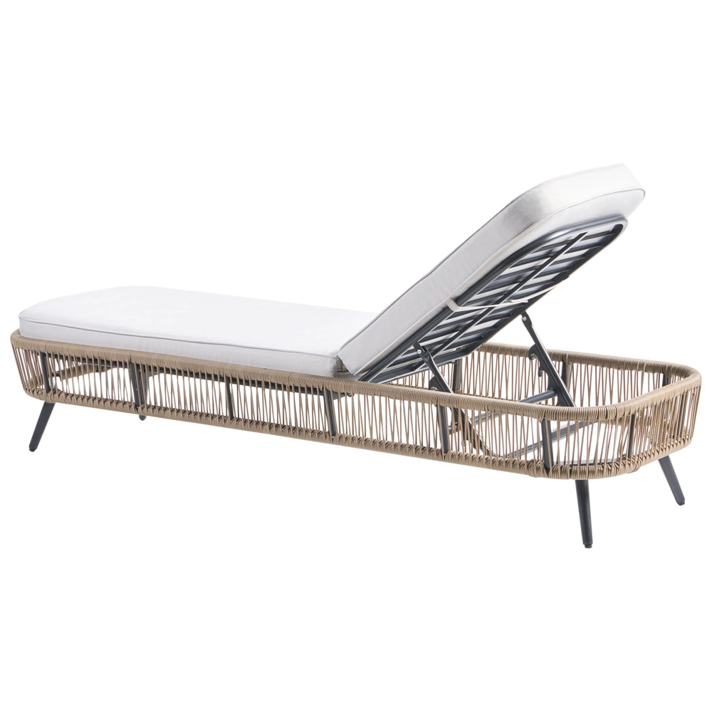 Sdraio da giardino beige in rattan PE alluminio e tessuto in poliestere schienale reclinabile regolabile