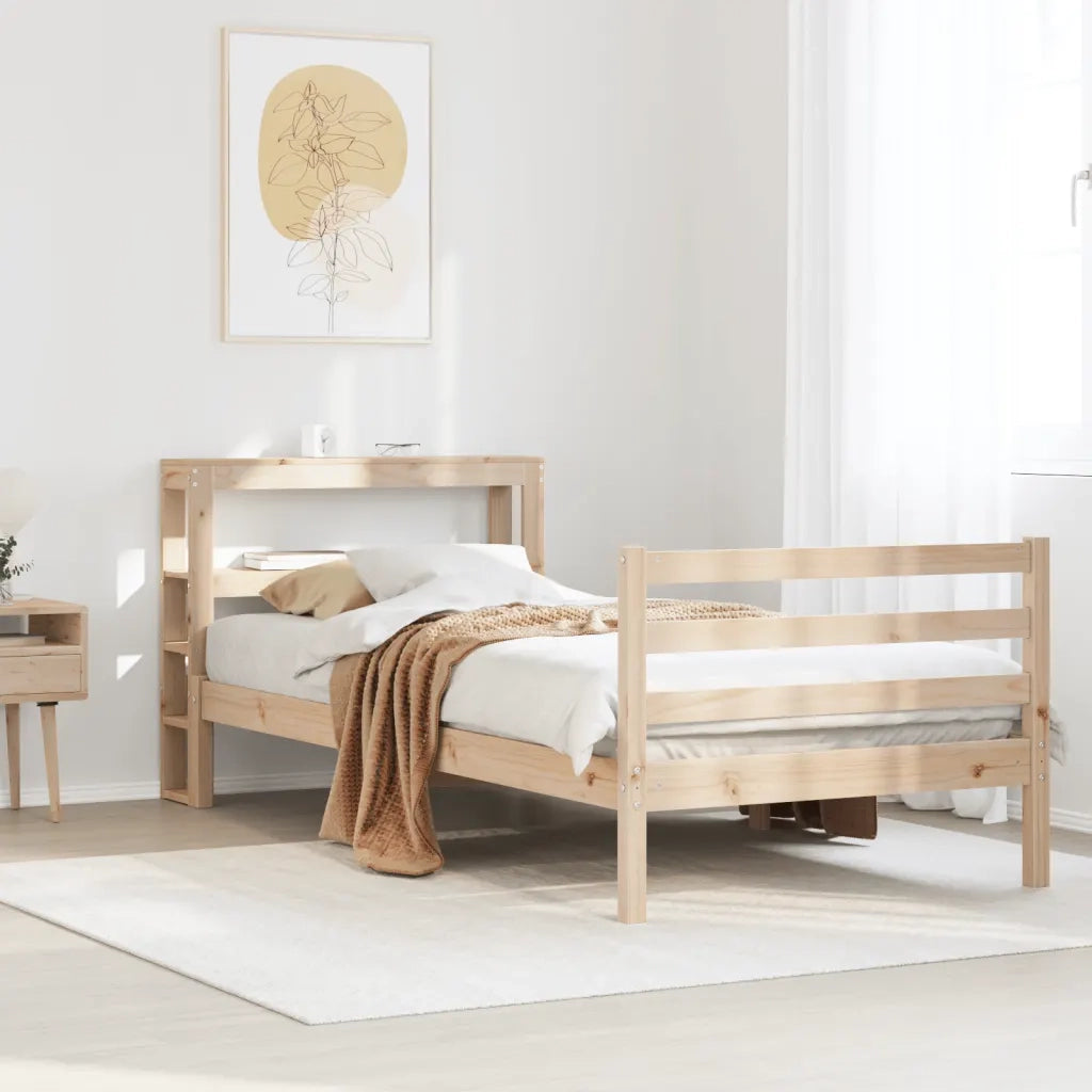 Letto senza Materasso-Struttura Letto 75x190 cm in Legno Massello Pino 616070