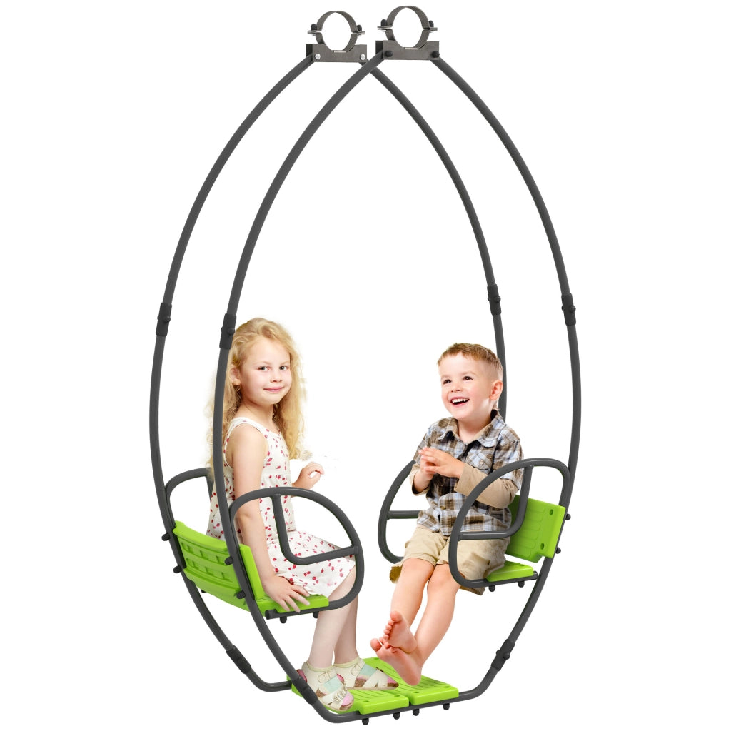 Altalena per Bambini ¨C Zephmum ¨C Struttura in Metallo Verde 110.5x40.5x180 cm