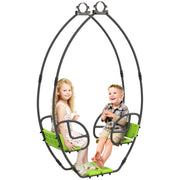 Altalena per Bambini ¨C Zephmum ¨C Struttura in Metallo Verde 110.5x40.5x180 cm