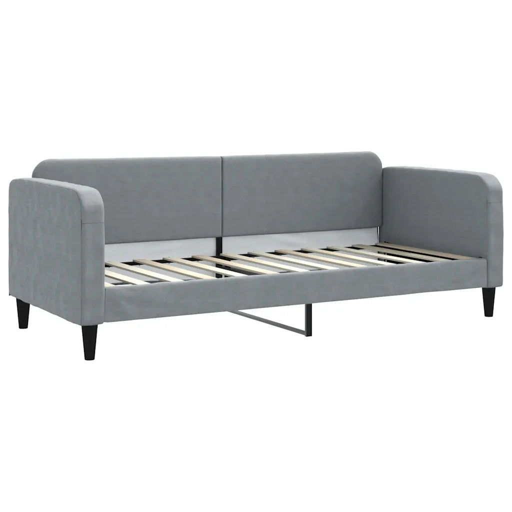 Divano Letto Estraibile Cassetti Grigio Chiaro 80x200cm Tessuto