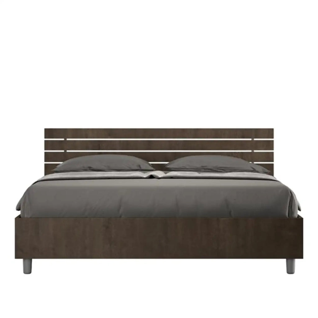 Letto matrimoniale contenitore 160x200 testata inclinata con doghe noce Ankel