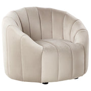 Poltrona in velluto beige morbido Design contemporaneo e retrò Seduta imbottita e schienale basso