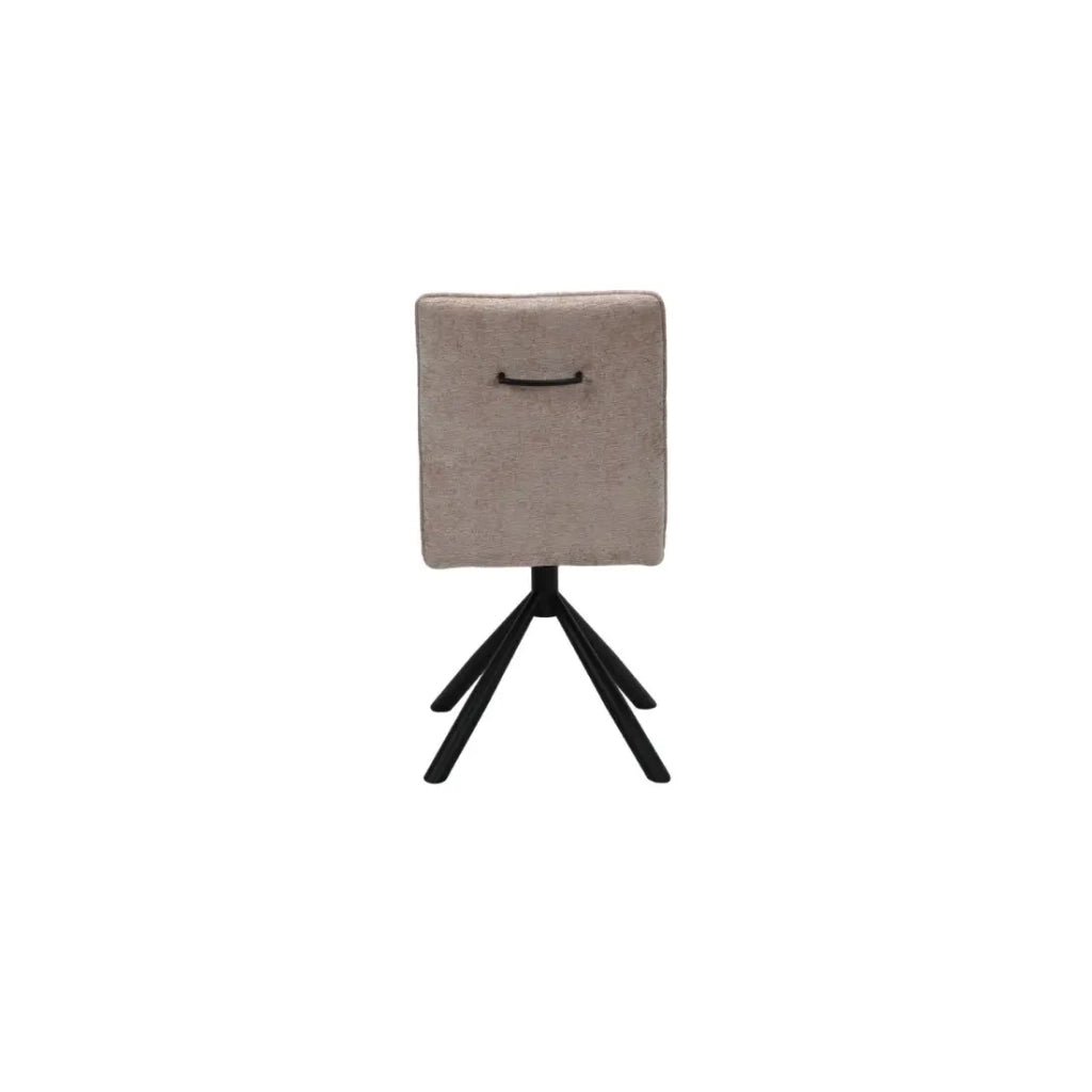 Sedia da pranzo girevole DANIEL – Tessuto color sabbia – Piedi in metallo nero – Stile design/industriale