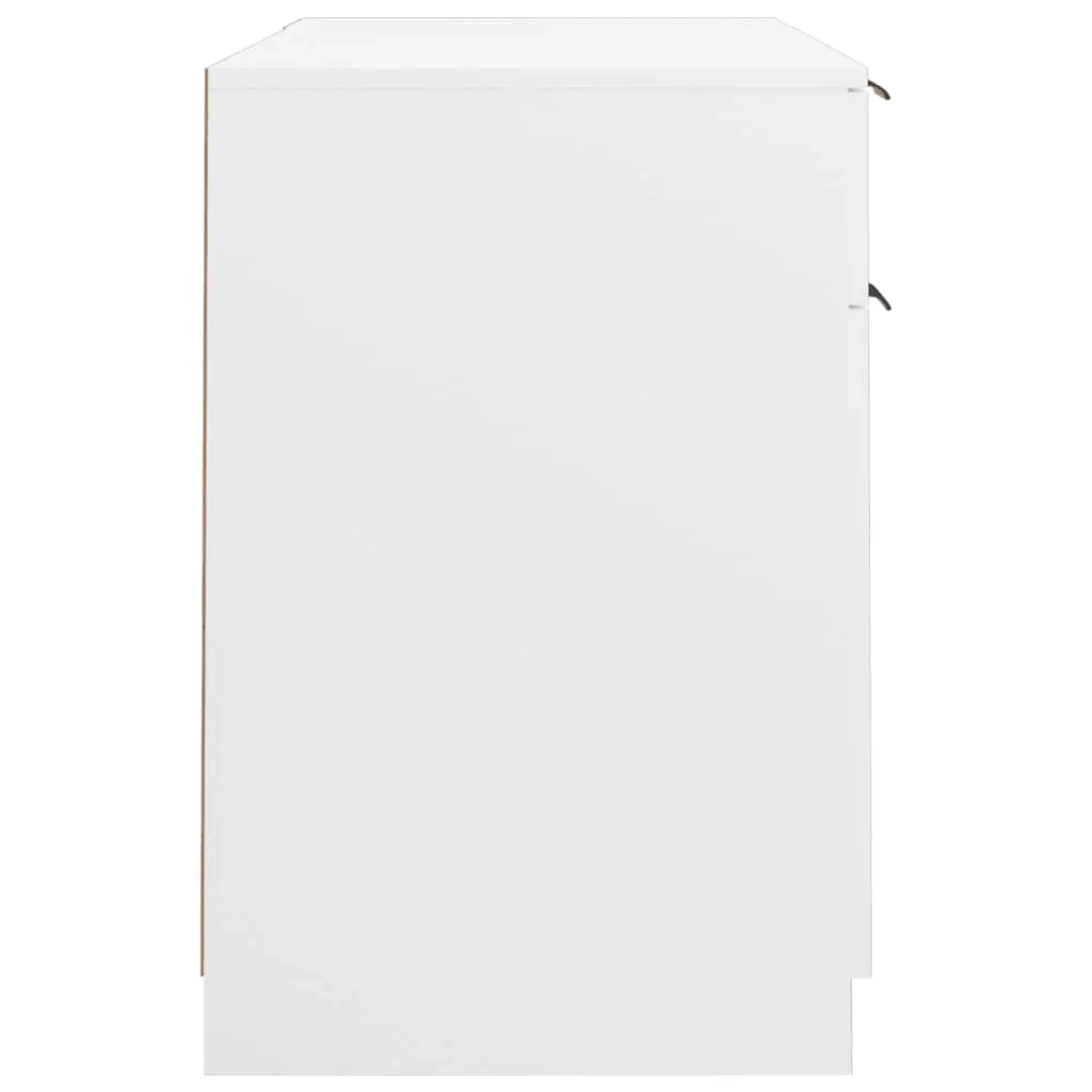 Scrivania da ufficio postazione di lavoro mobile per computer studio con mobiletto laterale legno ingegnerizzato bianco 02_0023391