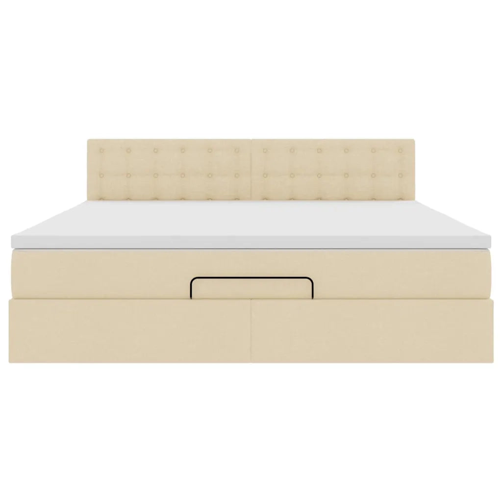 vidaXL Struttura Letto Pouf con Materasso Crema 160x200 cm in Tessuto