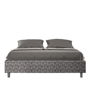 Letto Matrimoniale 160x200 cm con Rete e Contenitore Giroletto con Alzata Comoda Imbottito in Tessuto Era Azelia Blu