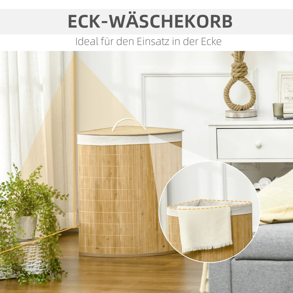 Cesto per bucato in bamb¨´ 55 litri con coperchio e maniglia ¨C zephmum ¨C naturale