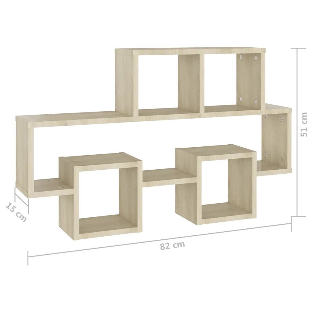 Scaffale Parete Auto Rovere Sonoma 82x15x51cm Legno Multistrato 807253