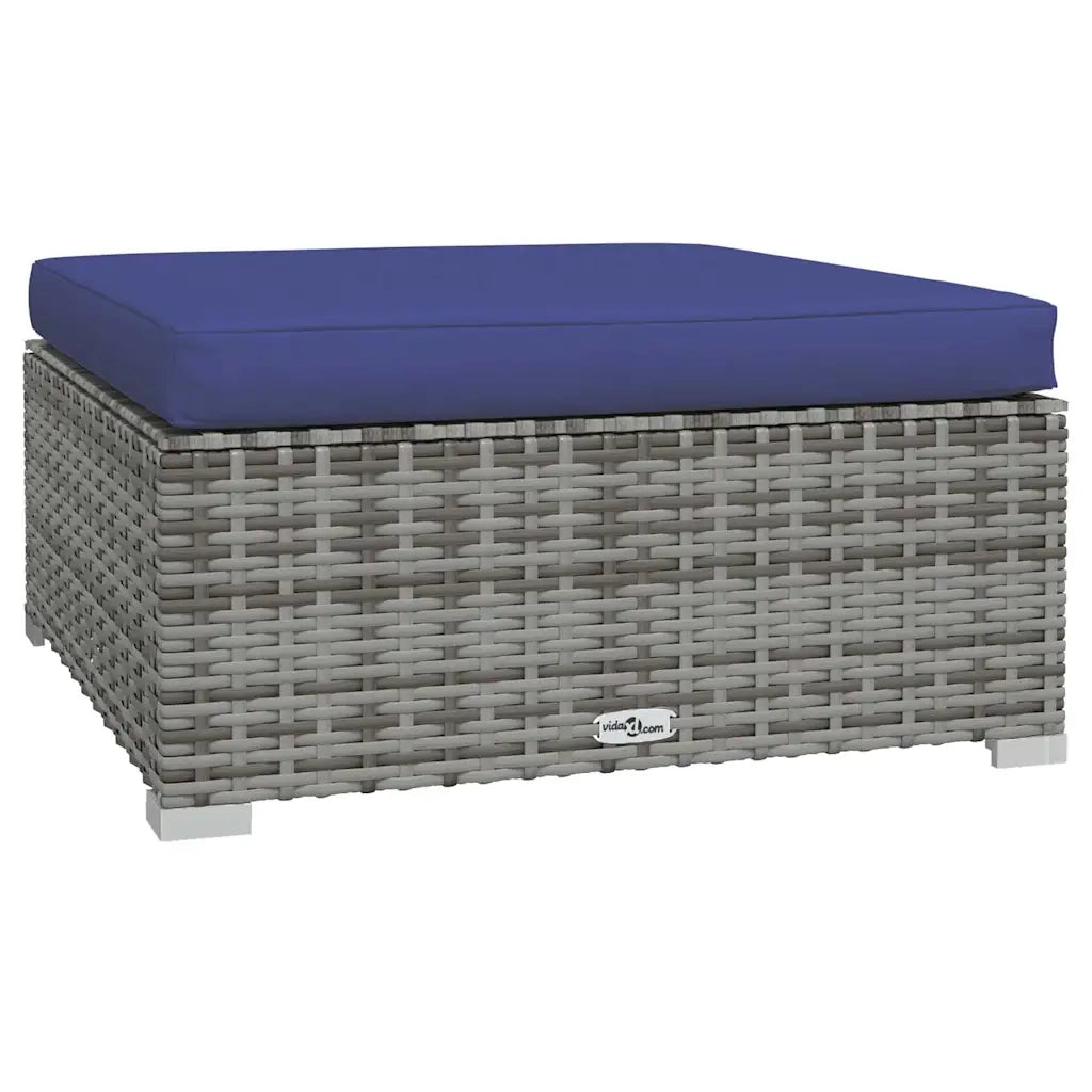 Sedia da giardino-Poggiapiedi Giardino con Cuscino Grigio 70x70x30 cm Polyrattan 119449