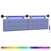 Testiera | Testata sospesa Con luce LED Blu jeans Tessuto