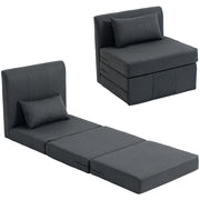 Letto divano imbottito pieghevole ¨C zephmum ¨C tessuto lino grigio scuro
