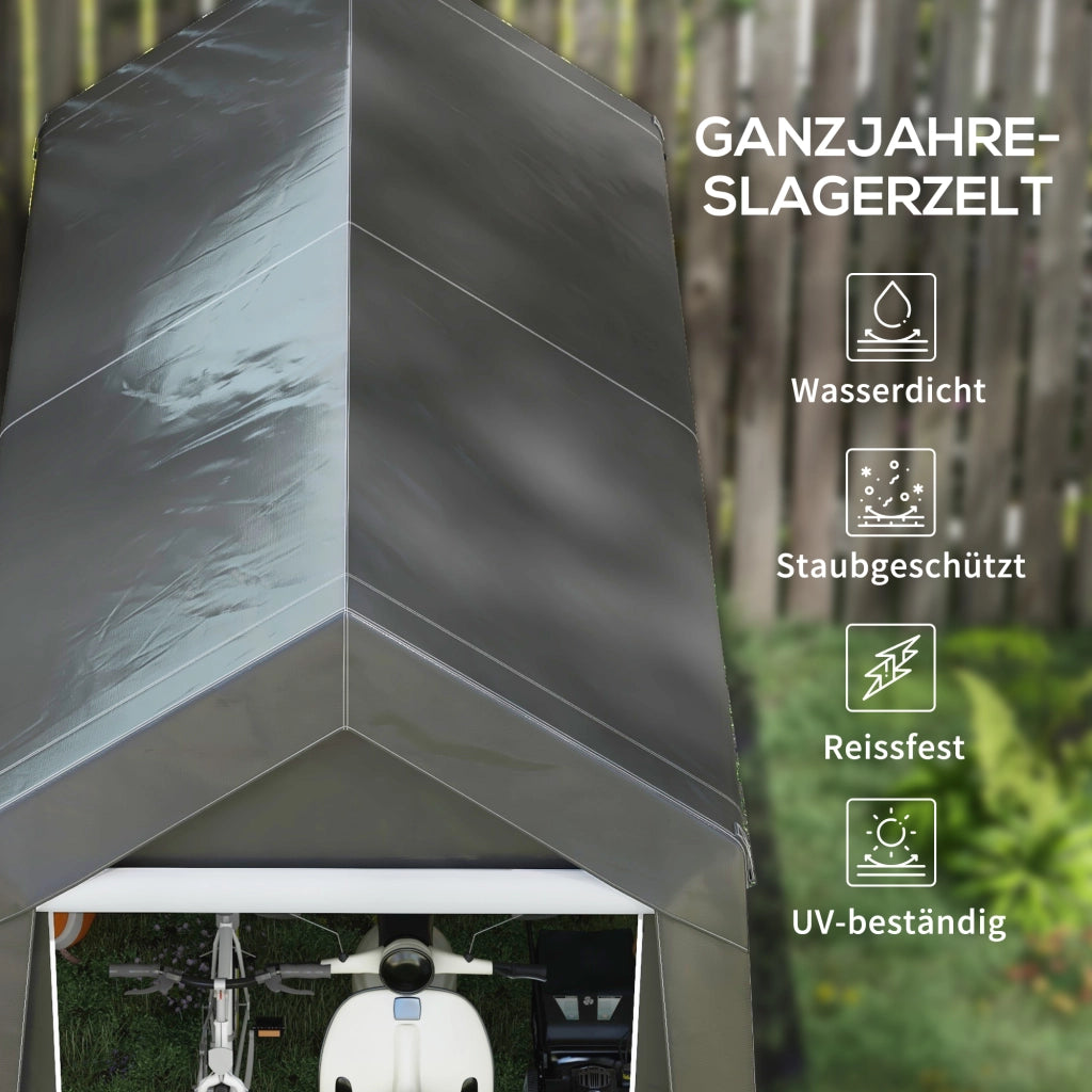 TENDA GARAGE 210x360x235 cm Acciaio Grigio Scuro
