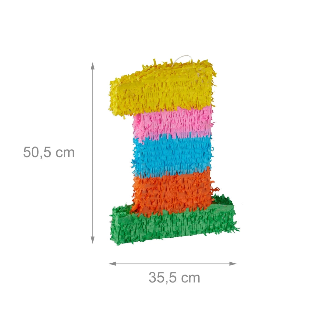 Pignatta a numero multicolore da riempire 50,5 x 35,5 x 7,5 cm atmosfera festosa decorazione in carta colorata 13_0006881