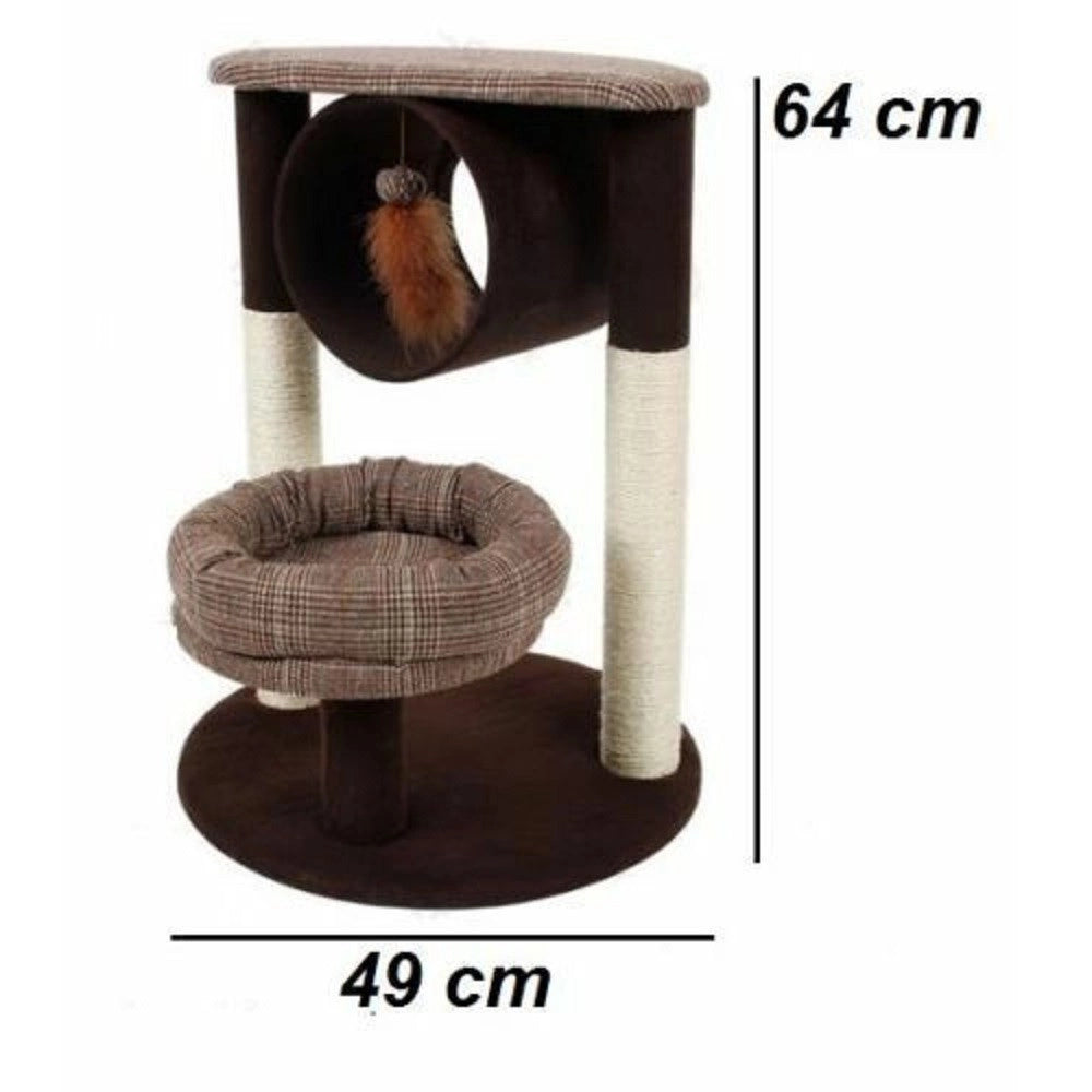 Trade Shop - Tiragraffi A 2 Alberi Per Gatti Robusto 2 Basi Per Il Riposo Tunnel Gioco Gatto -