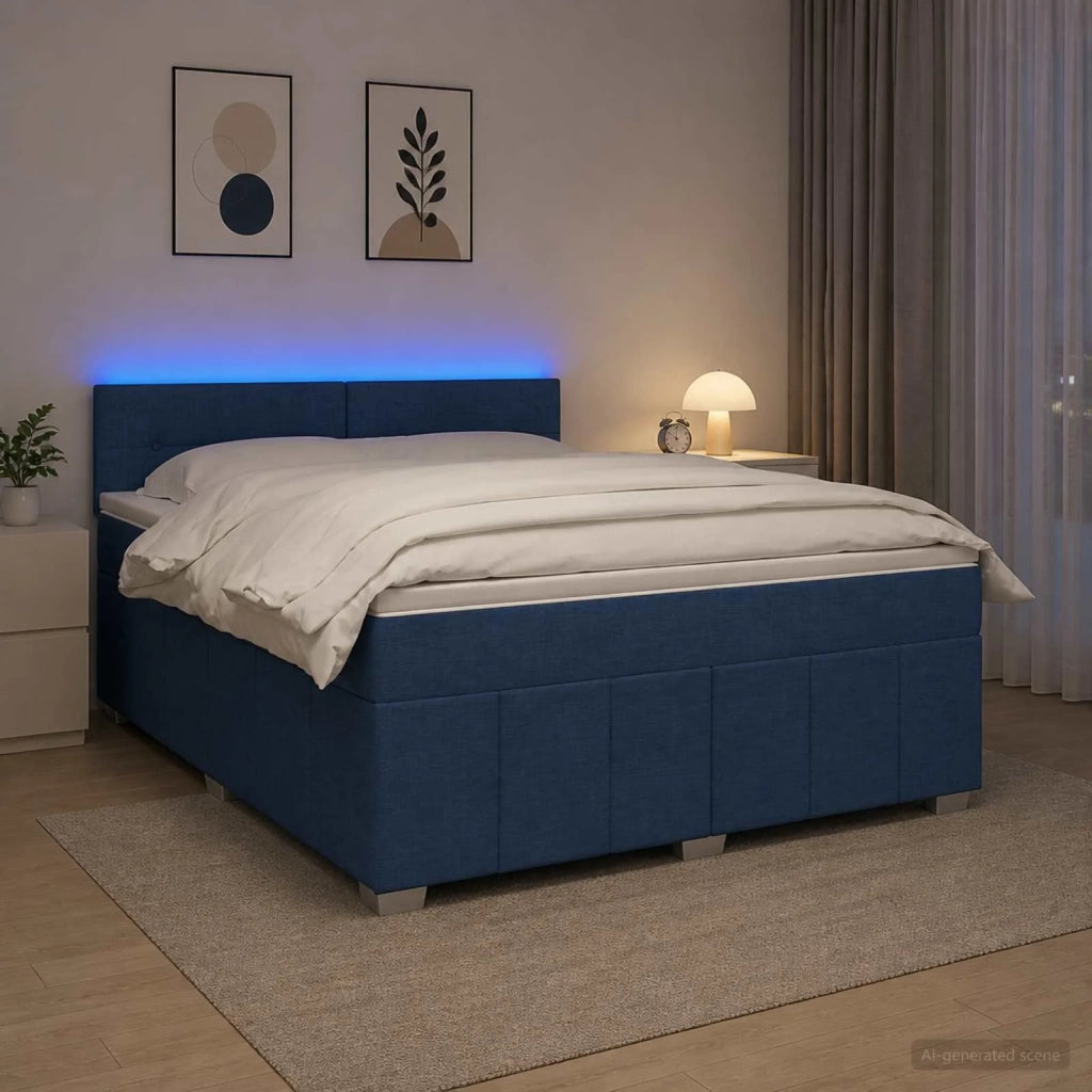 Letto box spring con materasso Blu 160 x 200 cm Tessuto 3452718