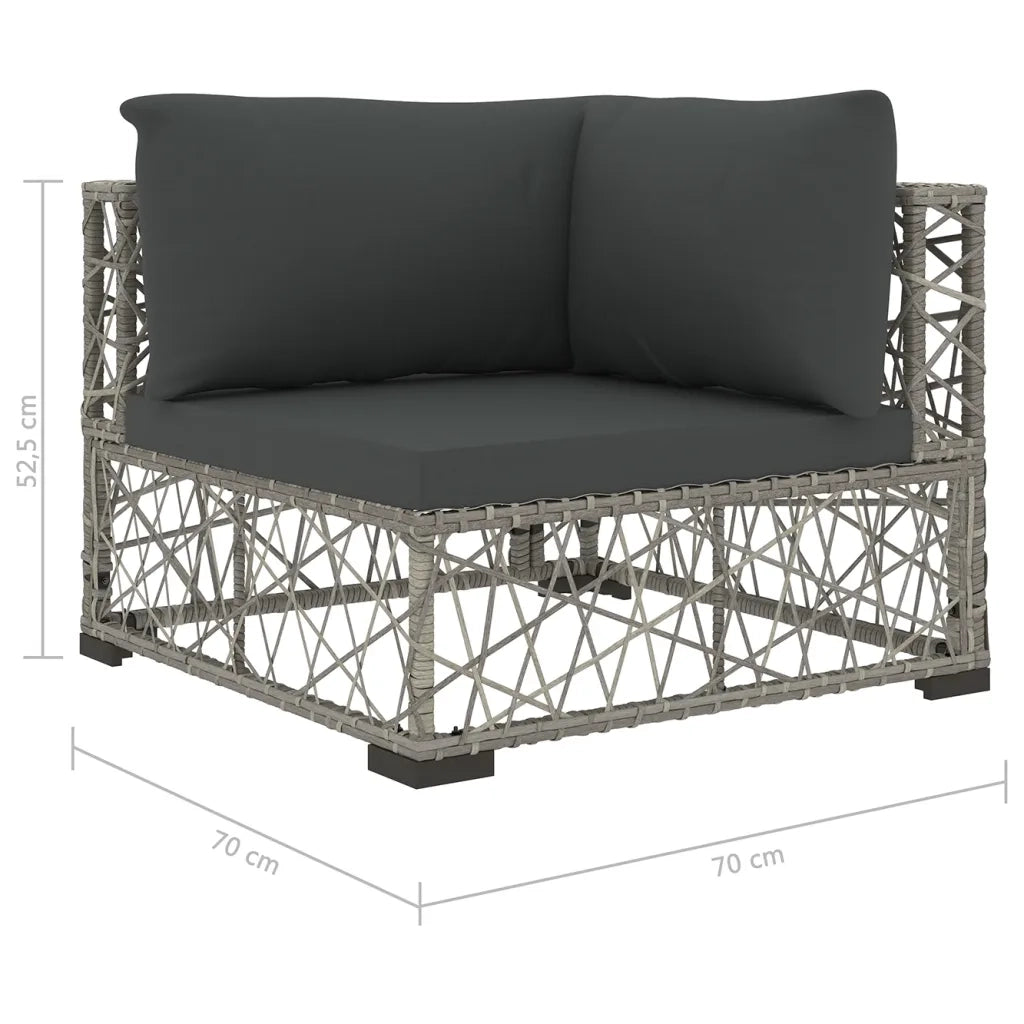 Set Divani da Giardino 6 pz con Cuscini in Polyrattan Grigio cod mxl 35639