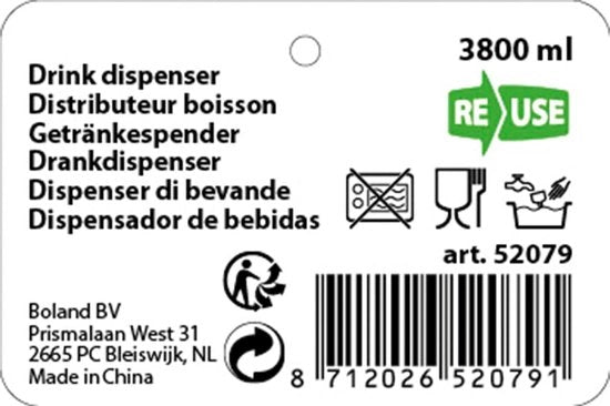 Dispensatore di acqua con rubinetto 38 litri acqua e limonata per picnic.