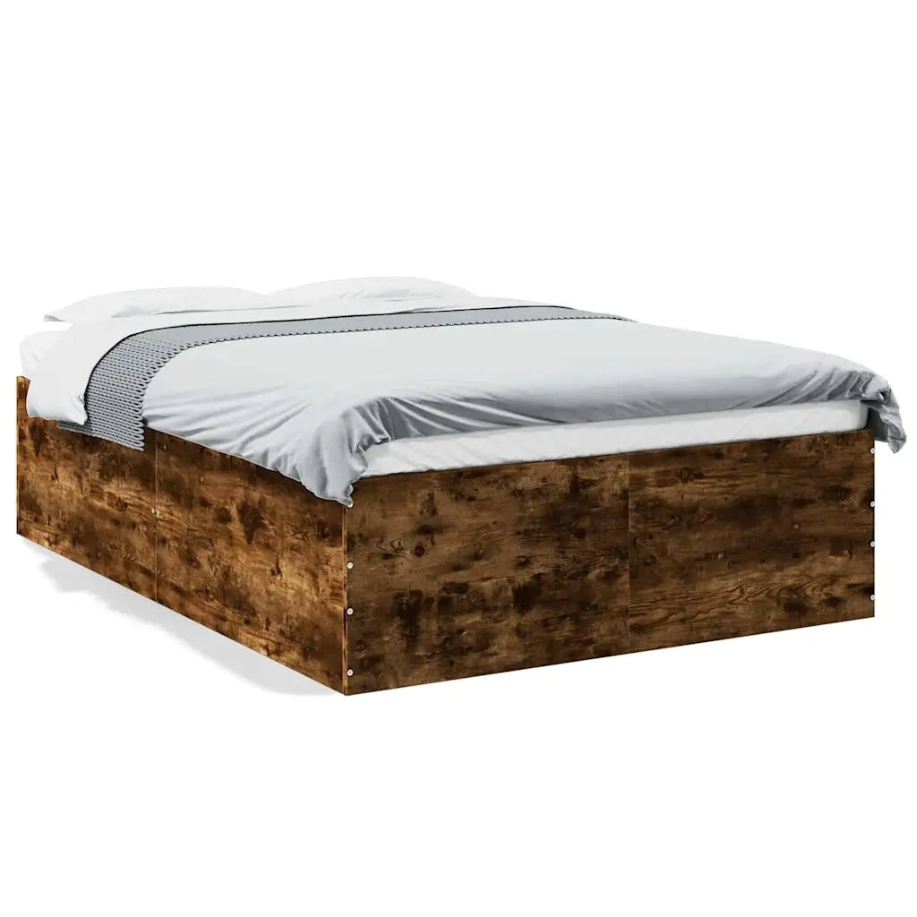 Letto matrimoniale | Letto per adulti | Giroletto Rovere Fumo 120x200 cm in Legno Multistrato