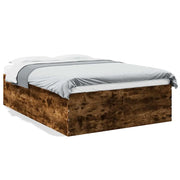 Letto matrimoniale | Letto per adulti | Giroletto Rovere Fumo 120x200 cm in Legno Multistrato