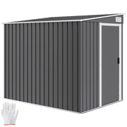 Capanno Attrezzi in Metallo 1.5x2m con Base, Porta Scorrevole e Tetto Inclinato, Grigio Scuro