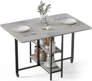 Tavolo da Pranzo Ripiegabile per Spazi Ristretti con Scomparti Aperti - 120x80 cm