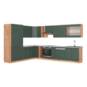 Cucina angolare completa Fame-Line Verde-oro rustico/Rovere dorato 347 x 60 cm, PL Marmo Vicco