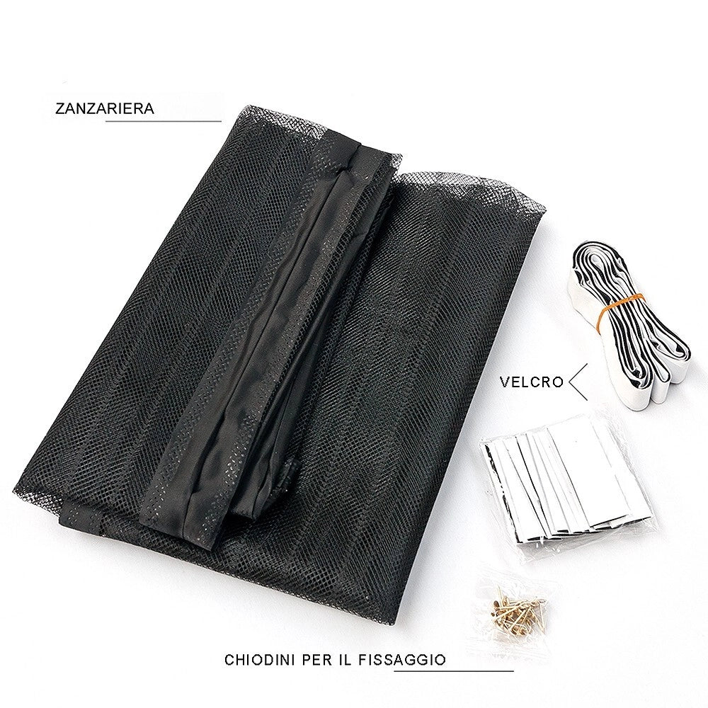 Tenda Zanzariera Magnetica Calamitata 100x160 Cm Nera Universale Porta Finestra Anti Insetti Mosche