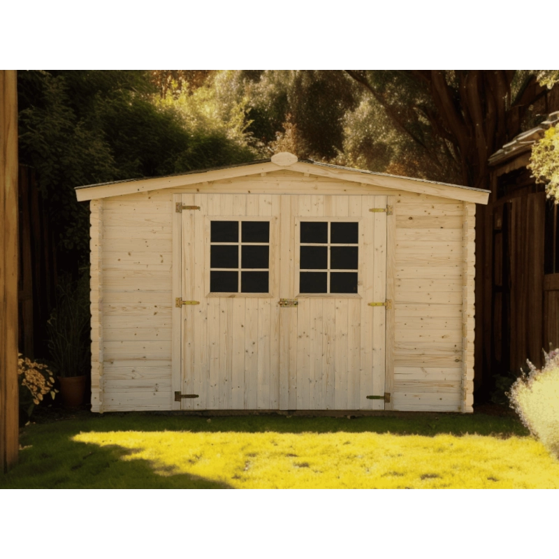 Casetta in legno da giardino con porta vetrata – 300x300 cm – tavole 20 mm, tetto bitumato – AL3030.02N Foresta