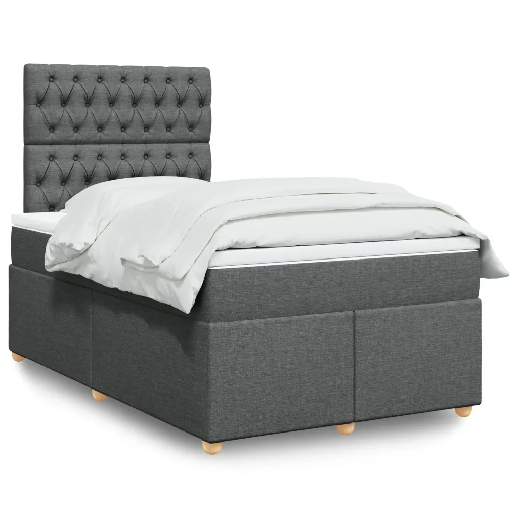 Giroletto a Molle con Materasso Grigio Scuro 120x200 cm Tessuto 3293555
